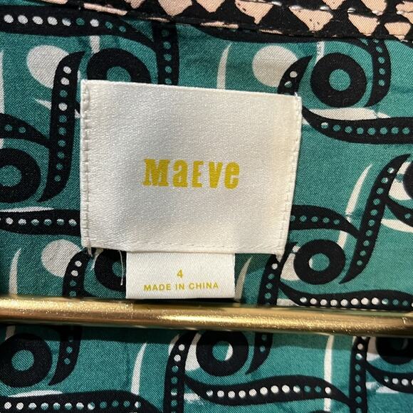 Maeve Anthropologie Roll Tab Long Sleeve Button Up Blouse Size 4 - Picture 6 of 6